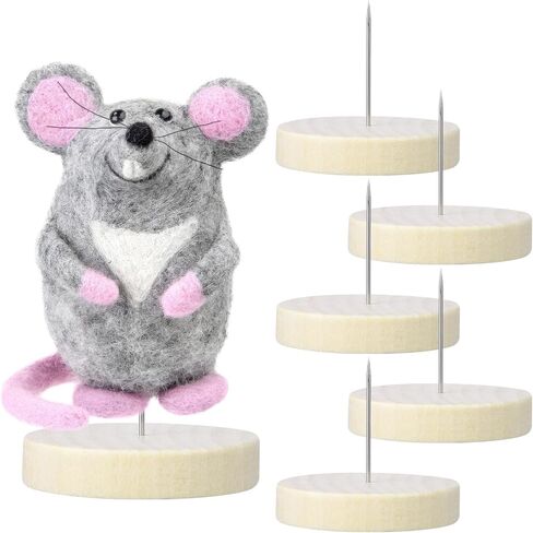 Amosfun 6pcs Doll Displaying Needle Stand with Wooden Base - 1.96 Inch Round Base Felting Doll Holder for Knitted Doll Craft Display in Saudi Arabia