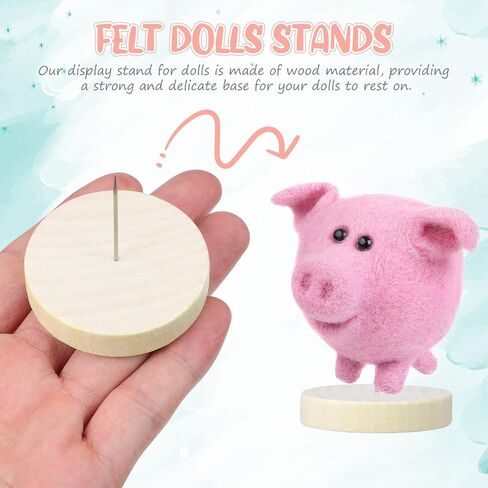Amosfun 6pcs Doll Displaying Needle Stand with Wooden Base - 1.96 Inch Round Base Felting Doll Holder for Knitted Doll Craft Display in Saudi Arabia