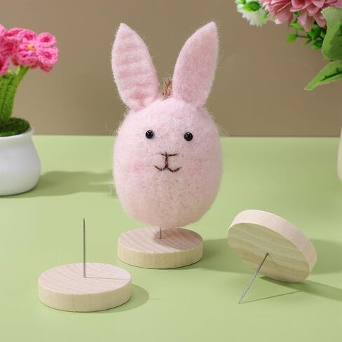 Amosfun 6pcs Doll Displaying Needle Stand with Wooden Base - 1.96 Inch Round Base Felting Doll Holder for Knitted Doll Craft Display in Saudi Arabia