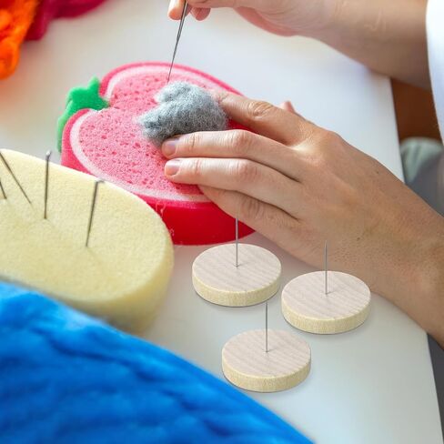 Amosfun 6pcs Doll Displaying Needle Stand with Wooden Base - 1.96 Inch Round Base Felting Doll Holder for Knitted Doll Craft Display in Saudi Arabia
