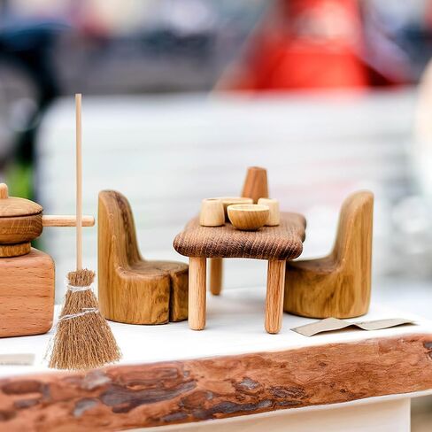 Garneck 5pcs Miniature Witch Broomstick Set Halloween Mini Hand Broom Wooden Dollhouse Furniture Decor in Saudi Arabia