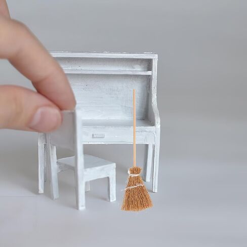 Garneck 5pcs Miniature Witch Broomstick Set Halloween Mini Hand Broom Wooden Dollhouse Furniture Decor in Saudi Arabia