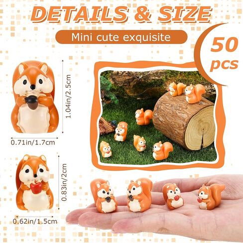 50 PCS MINI Resin Squirrel Tiny Squirrel Miniature Tompurines for DIY Cake Decoration Hrafts Moss Landscape in Saudi Arabia