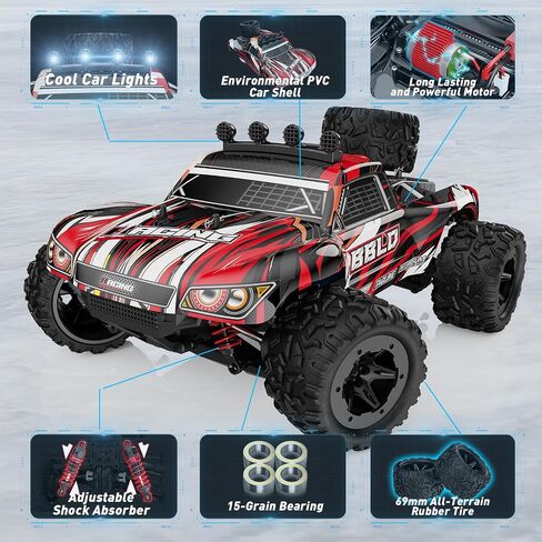 Remote Control Car,1/18 Scale RC Cars for Adults & Kids - IPX4 Waterproof 40KM/H 4X4 Off Road Truck, 2.4GHz Remote Control, 4WD All Terrain Vehicle with 2 Batteries (Black) in Saudi Arabia
