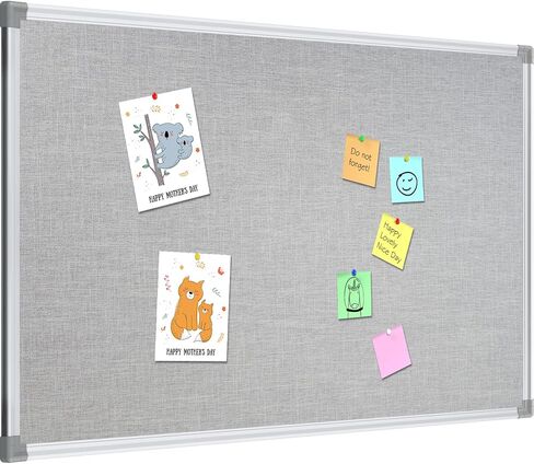 Lockways 36 "× 24" لوحة إعلانات Cork Premium Cork ، لوحة بياضية رمادية رمادية فاتحة مع إطار من الألومنيوم الفضي للمنزل والمكاتب والمطبخ in Kuwait