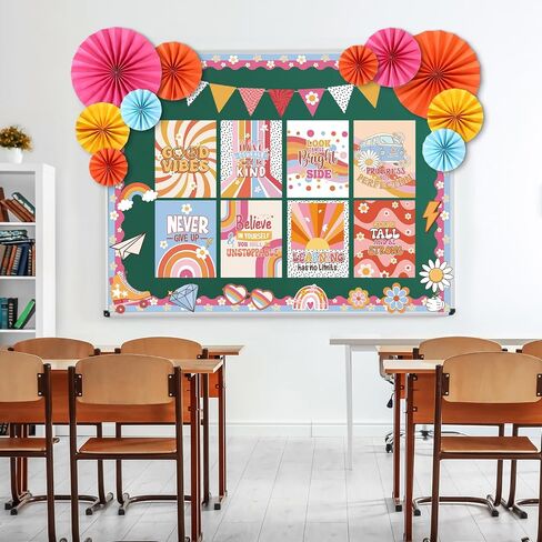 Pajean 62 Pcs Coffee Classroom Bulletin Board Decorations with 3D Paper Fans Inspirational Posters Cutouts Motivational Positive Growth Mindset Bulletin Board Set for School Classroom Home Decorations in Saudi Arabia