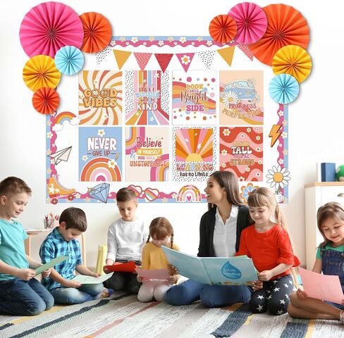 Pajean 62 Pcs Coffee Classroom Bulletin Board Decorations with 3D Paper Fans Inspirational Posters Cutouts Motivational Positive Growth Mindset Bulletin Board Set for School Classroom Home Decorations in Saudi Arabia