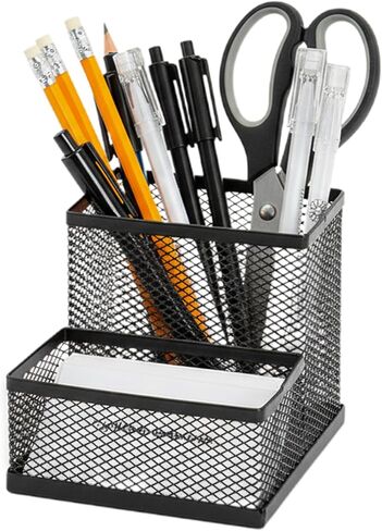 حامل بطاقة القلم ورجال الأعمال للمكتب | Black Mesh Desk Organizer Pencil Holder | حامل القلم المكتبي البسيط والمنظم المكتبي الأسود للمكتب للمكتب | الجدول أعلى منظم ثابتة in Kuwait