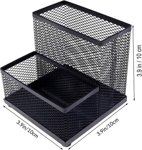 حامل بطاقة القلم ورجال الأعمال للمكتب | Black Mesh Desk Organizer Pencil Holder | حامل القلم المكتبي البسيط والمنظم المكتبي الأسود للمكتب للمكتب | الجدول أعلى منظم ثابتة in Kuwait