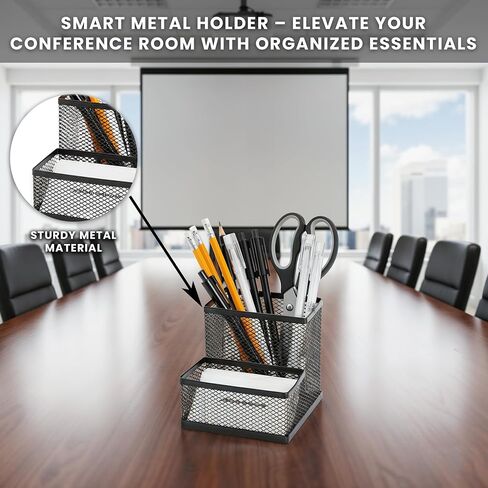 حامل بطاقة القلم ورجال الأعمال للمكتب | Black Mesh Desk Organizer Pencil Holder | حامل القلم المكتبي البسيط والمنظم المكتبي الأسود للمكتب للمكتب | الجدول أعلى منظم ثابتة in Kuwait