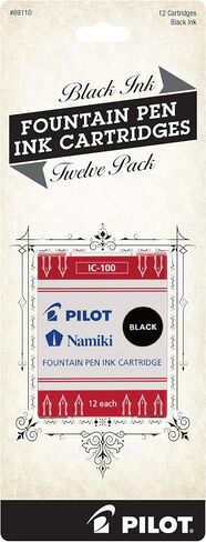 Pilot Namiki IC100 Fountain Pen Ink Cartridges ، Black ، 12 pack (69110) in Saudi Arabia