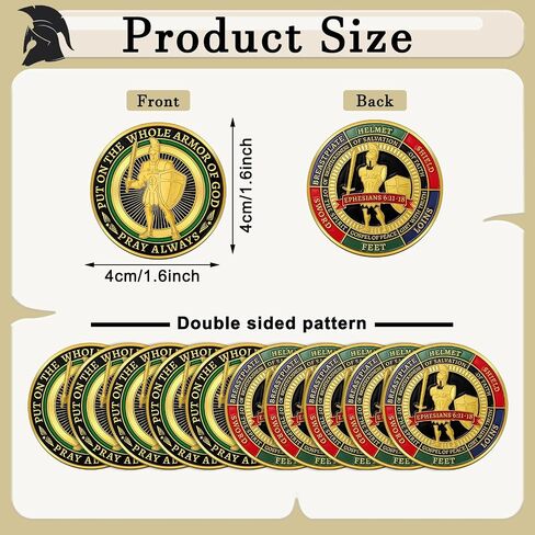 Nosiny 80 PCS وضعت على الدروع الكاملة لله الجولة المعدنية التحدي المعدنية العتيقة هدية التذكارية لصلوات الحفلات مدرسة الكنيسة المسيحية (الأسلوب الكلاسيكي) in Saudi Arabia