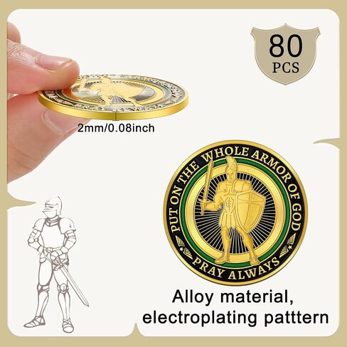 Nosiny 80 PCS وضعت على الدروع الكاملة لله الجولة المعدنية التحدي المعدنية العتيقة هدية التذكارية لصلوات الحفلات مدرسة الكنيسة المسيحية (الأسلوب الكلاسيكي) in Saudi Arabia