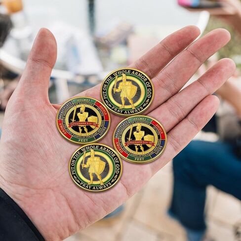 Nosiny 80 PCS وضعت على الدروع الكاملة لله الجولة المعدنية التحدي المعدنية العتيقة هدية التذكارية لصلوات الحفلات مدرسة الكنيسة المسيحية (الأسلوب الكلاسيكي) in Saudi Arabia