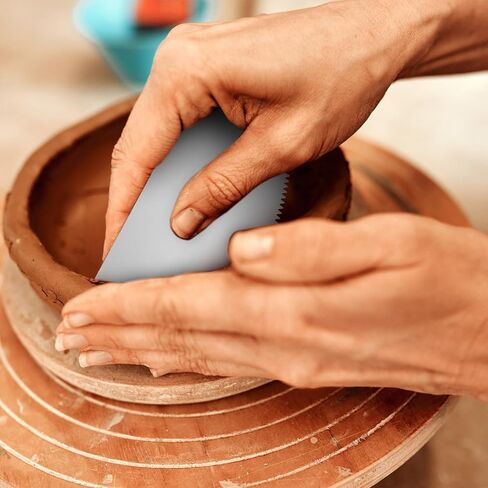 Xindojuz 6 PCS Pottery Tools Serrated Scraper, Stainless Steel Clay Ribs Sculpture Cutter Crafts Tool Ceramics Clay Sculpting Tools Kits for Sculptings Texturing Artists Modeling Potter in Saudi Arabia