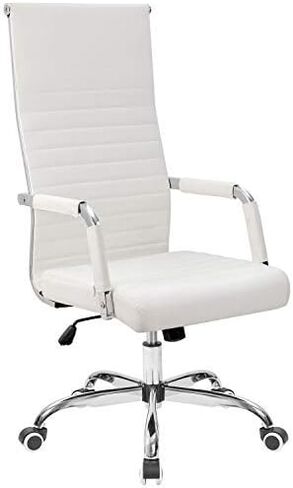 Tuoze Office Chair High Back Leather Desk Chair Modern Executive Ribbed Chairs Height Adjustable Conference Task Chair with Arms (Black) in Kuwait
