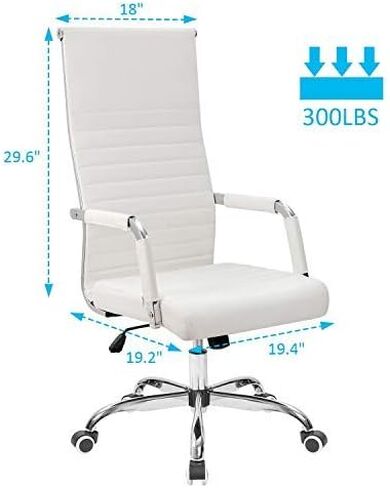 Tuoze Office Chair High Back Leather Desk Chair Modern Executive Ribbed Chairs Height Adjustable Conference Task Chair with Arms (Black) in Kuwait