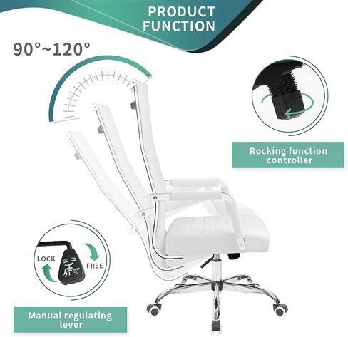 Tuoze Office Chair High Back Leather Desk Chair Modern Executive Ribbed Chairs Height Adjustable Conference Task Chair with Arms (Black) in Kuwait