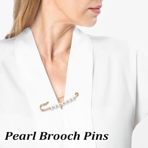 6pcs دبابيس بروش لؤلؤة للنساء ، دبابيس أمان كبيرة ، دبابيس زخرفية للنساء زفاف ، دبوس أمان صغير للملابس قميص سترة الحجاب ، فساتين السراويل القبعات in Kuwait