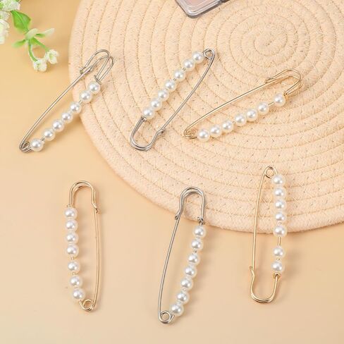 6pcs دبابيس بروش لؤلؤة للنساء ، دبابيس أمان كبيرة ، دبابيس زخرفية للنساء زفاف ، دبوس أمان صغير للملابس قميص سترة الحجاب ، فساتين السراويل القبعات in Kuwait