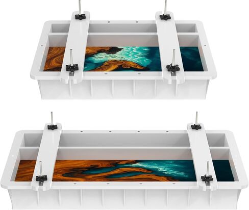GARVIN 2-Pack Adjustable Epoxy Resin Molds–15.8"x9.8"x3.1" & 11.8"x7.9"x3.1", No-Seal Divider Molds with Integrated Clamps for River Table, Wall Art & DIY Resin Projects in Kuwait