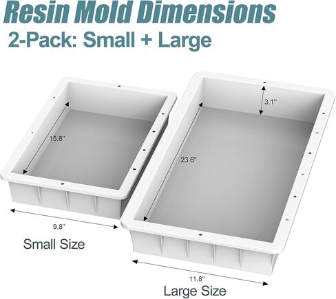 GARVIN 2-Pack Adjustable Epoxy Resin Molds–15.8"x9.8"x3.1" & 11.8"x7.9"x3.1", No-Seal Divider Molds with Integrated Clamps for River Table, Wall Art & DIY Resin Projects in Kuwait