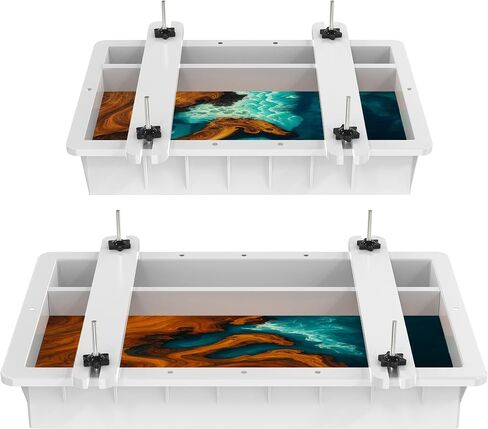 GARVIN 2-Pack Adjustable Epoxy Resin Molds–15.8"x9.8"x3.1" & 11.8"x7.9"x3.1", No-Seal Divider Molds with Integrated Clamps for River Table, Wall Art & DIY Resin Projects in Kuwait