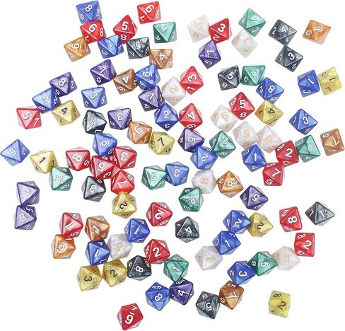 100pcs 8 swide dice d8 polyhedral triangle dice set for board games classroom activity party table gaming fun dnd dundern in Saudi Arabia