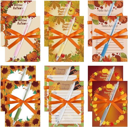 Qilery 24 قطعة سقوط الملاحظات اللزجة مع القلم وشكر الشكر تحت عنوان Notepads الملاحظة الخريف منصات السقوط سقوط منصات المذكرة لزجة الشكر للطلاب اللوازم المدرسية (رواية) in Saudi Arabia