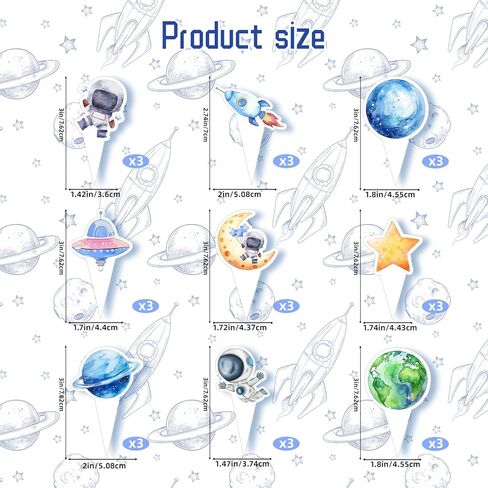 27pcs Space Space Artherse Cupcake Toppers - Rocket Planet Trip to the Moon Cupcake تختار الزخارف ، استحمام الطفل الفتاة ، عيد ميلاد الفضاء الخارجي لحفل الديكور ، اللوازم （Pink） in Kuwait