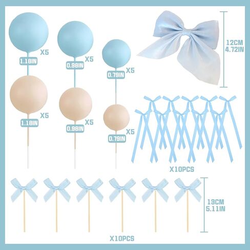 51 PCS أقواس القبعات العليا والكرات الوردية مجموعة الديكور لتوصيلات تزيين الكعك كرات الديكور كعكة للاستحمام الطفل أعلى الأقطار عيد ميلاد الديكور (وردي) in Kuwait