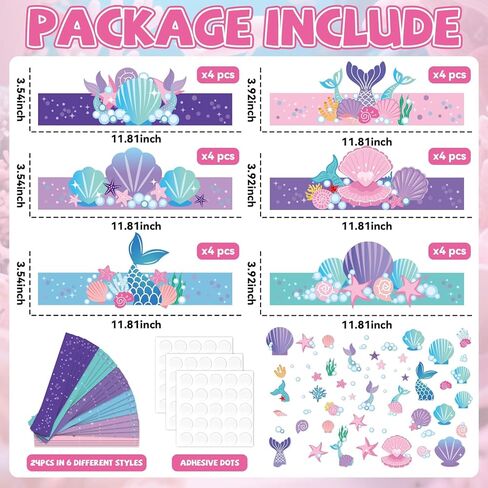 24 PCS Mermaid Birthday Party Crowns Under the Sea Ocean Diy Crown Kits Art Art Kids Paper Paper Mermaid Party Tavor Hats Paper Princess Making Making Decorations Party Decorations for Girls Boys in Saudi Arabia