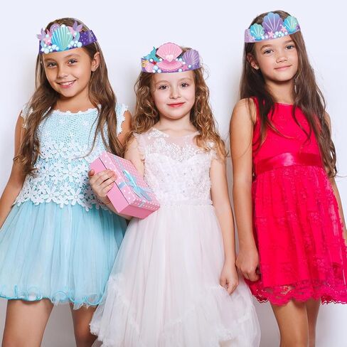 24 PCS Mermaid Birthday Party Crowns Under the Sea Ocean Diy Crown Kits Art Art Kids Paper Paper Mermaid Party Tavor Hats Paper Princess Making Making Decorations Party Decorations for Girls Boys in Saudi Arabia