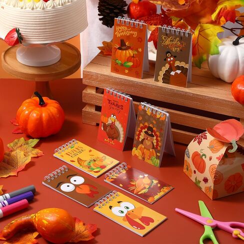 Pasimy 48 Pcs Thanksgiving Notepads Fall Thanksgiving Party Favor Harvest Small Spiral Notebooks Turkey Pumpkin Leaves Memo Pad for Thanksgiving Autumn Birthday Baby Shower Party Supplies(Cartoon) in Saudi Arabia
