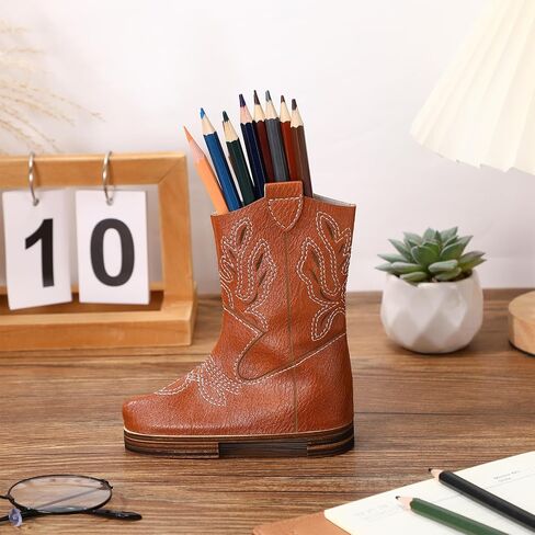 Sherr العودة إلى اللوازم المدرسية 6 بوصة رعاة البقر حامل القلم رصاص حامل قلم جلدي للمكتب Western Cowboy Boot Foods Organizer Back to School Hom in Saudi Arabia
