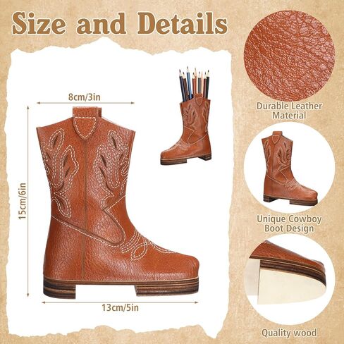 Sherr العودة إلى اللوازم المدرسية 6 بوصة رعاة البقر حامل القلم رصاص حامل قلم جلدي للمكتب Western Cowboy Boot Foods Organizer Back to School Hom in Saudi Arabia