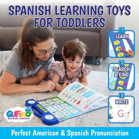Bilingual Preschool Learning Activities with 2 Dry Erase Markers, Great Toddler Learning Activities. Reusable Spanish and English Preschool Workbook Homeschool Supplies in Kuwait
