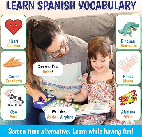 Bilingual Preschool Learning Activities with 2 Dry Erase Markers, Great Toddler Learning Activities. Reusable Spanish and English Preschool Workbook Homeschool Supplies in Kuwait