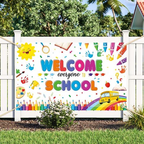 Colorful Back to School Banner Kids Classroom Welcome to Kindergarten Party Decorations First Day in Preschool Kindergarten Photography Background Photo Studio 3.6x5.9ft in Saudi Arabia