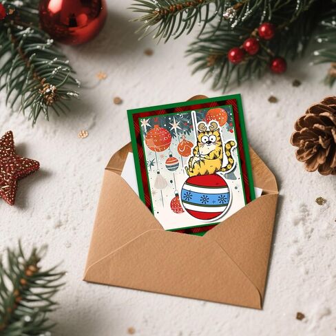 GLOBLELAND Christmas Comic Cat Clear Stamp for Card Making Cartoon Cats Silicone Stamps Christmas Tree Transparent Stamp for DIY Scrapbooking Embossing Journaling in Saudi Arabia
