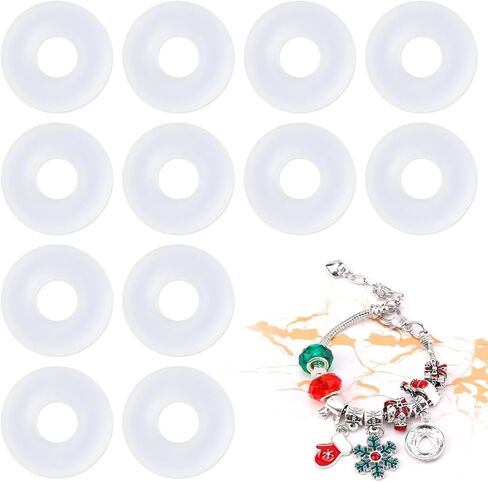 boxob 100pcs سحر سحر للأساور ، سيليكون O Rings سحر السحر العدس سدادة مقطع القفل قفل الكعك لمجوهرات صنع الحرف اليدوية DIY in Saudi Arabia