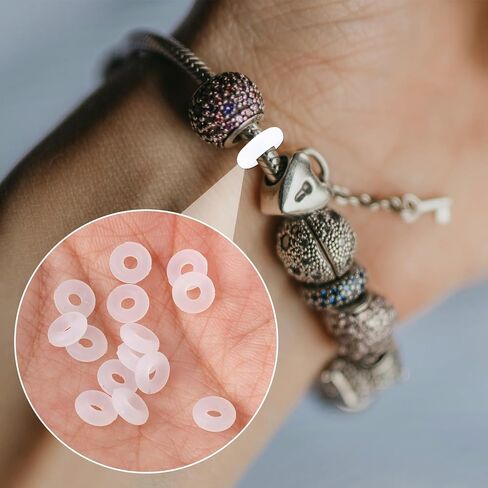 boxob 100pcs سحر سحر للأساور ، سيليكون O Rings سحر السحر العدس سدادة مقطع القفل قفل الكعك لمجوهرات صنع الحرف اليدوية DIY in Saudi Arabia
