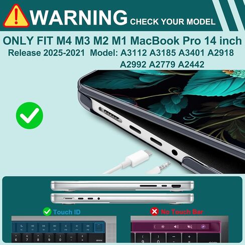 for M4 MacBook Pro 14 Inch Case 2025 2024 2023 2021 Model A3112/A3401/A3185/A2918/A2992/A2779/A2442 M3 M2 M1, Hard Shell with Keyboard Cover+Trackpad Film+OTG Adapter, Cherry Blossom in Saudi Arabia