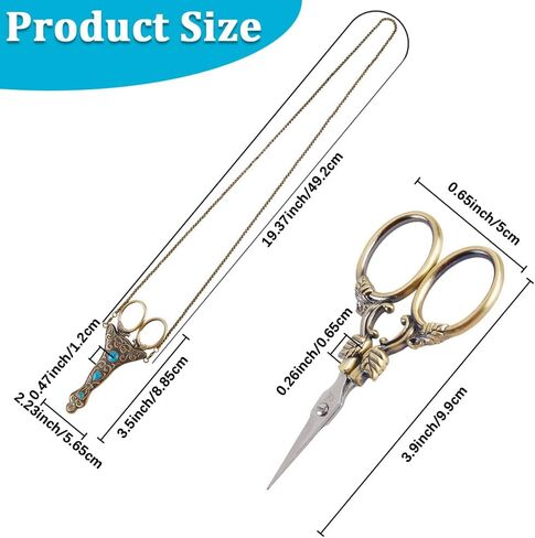 Sunnyclue 4 Inch 1pc مقص أوروبي سلاسل مقص خياطة صغيرة في الفيروز تطريز نمط القلادة الصلب غير القابل للصدأ مقصات القطع لقطع أدوات الإبرة النسيج الحرفية لوازم النساء البالغين in Saudi Arabia