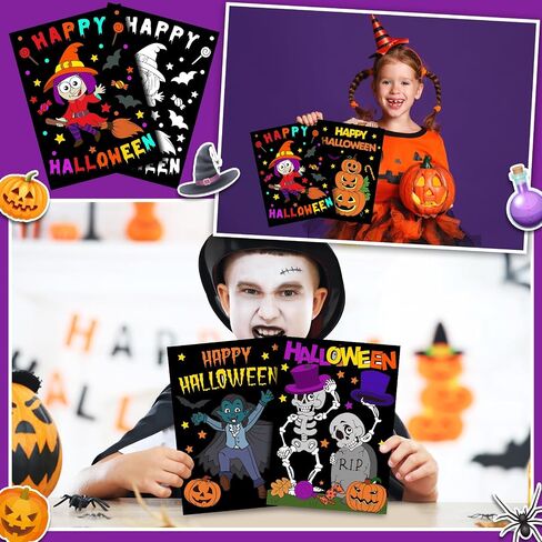 Zhanmai 30 Pcs Halloween Coloring Posters DIY Halloween Crafts Bulk Color Horror Castle Ghosts Pumpkins Witches Skeleton Poster DIY Crafts for Holiday Party School Home Activities in Saudi Arabia