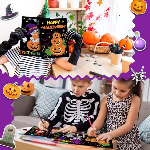 Zhanmai 30 Pcs Halloween Coloring Posters DIY Halloween Crafts Bulk Color Horror Castle Ghosts Pumpkins Witches Skeleton Poster DIY Crafts for Holiday Party School Home Activities in Saudi Arabia
