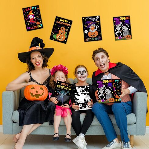 Zhanmai 30 Pcs Halloween Coloring Posters DIY Halloween Crafts Bulk Color Horror Castle Ghosts Pumpkins Witches Skeleton Poster DIY Crafts for Holiday Party School Home Activities in Saudi Arabia