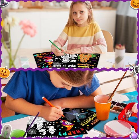 Zhanmai 30 Pcs Halloween Coloring Posters DIY Halloween Crafts Bulk Color Horror Castle Ghosts Pumpkins Witches Skeleton Poster DIY Crafts for Holiday Party School Home Activities in Saudi Arabia