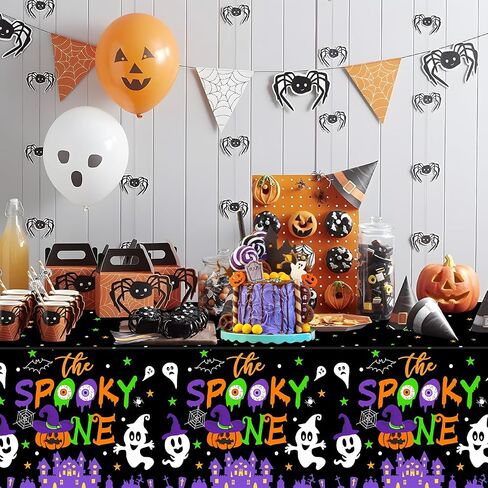 3 PCS Halloween Table -microlths - أغطية طاولة عيد ميلاد واحدة - قرع الأشباح من القماش المائدة البلاستيكية للبنين والفتاة لوازم حفلة عيد الميلاد الأولى in Saudi Arabia