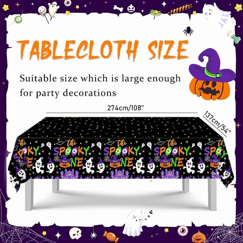 3 PCS Halloween Table -microlths - أغطية طاولة عيد ميلاد واحدة - قرع الأشباح من القماش المائدة البلاستيكية للبنين والفتاة لوازم حفلة عيد الميلاد الأولى in Saudi Arabia